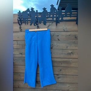 281.LOVE TREE Women’s Blue Linen Blend Wide-Leg Cropped Pants